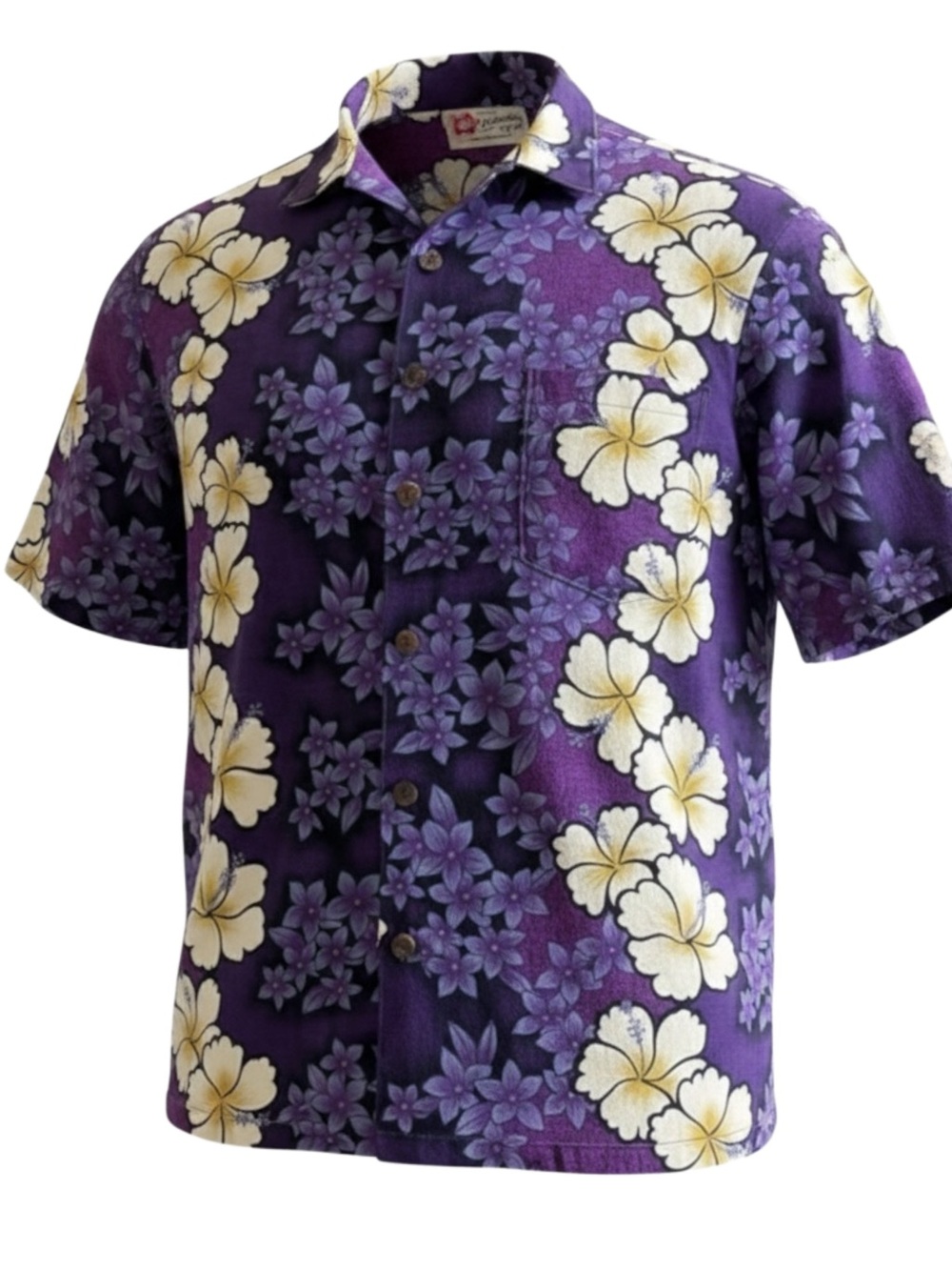 Vintage Hilo Hattie The Hawaiian Original Purple Cotton Hibiscus Floral Shirt(M)